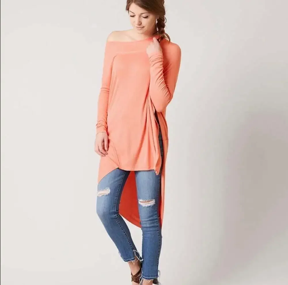 We The Free by Free People Grapevine Tunic Asymmetrical Cowl Neck Top Small boho